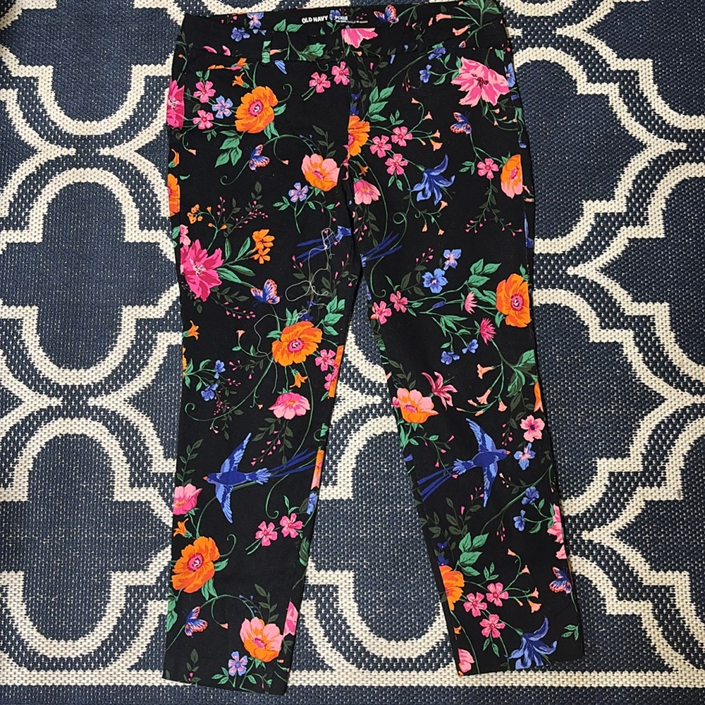 Old Navy pixie mid rise pants women’s regular size 14 floral print - Picture 2 of 5
